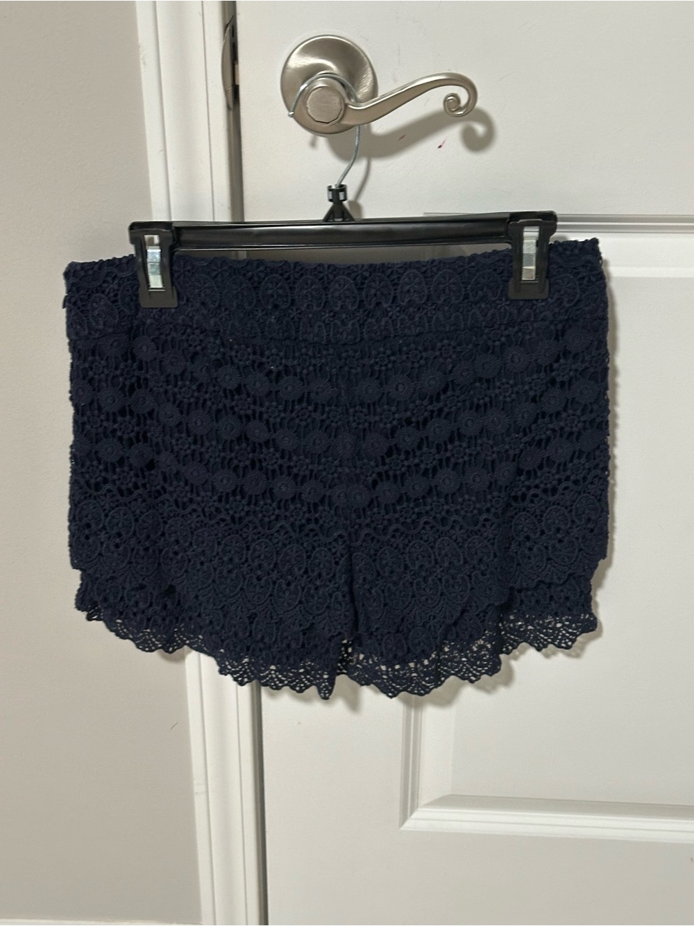 LOFT Navy Crochet Lace Shorts with Scalloped Edge
